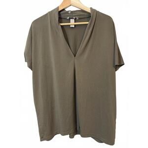 H&M XL Olive Short Sleeve Blouse